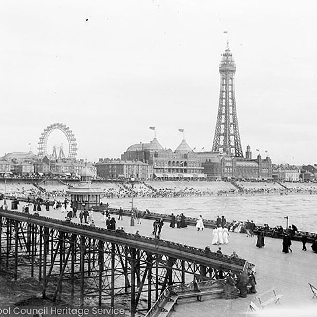 View of Blackpool seafront from North Pier