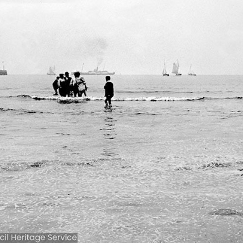 People paddling in the sea