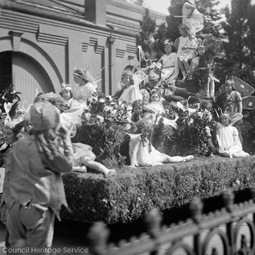 People in costume on carnival float