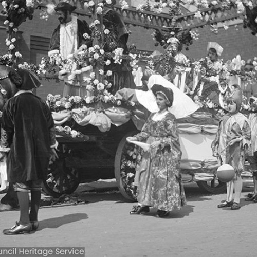 People in costume on carnival float