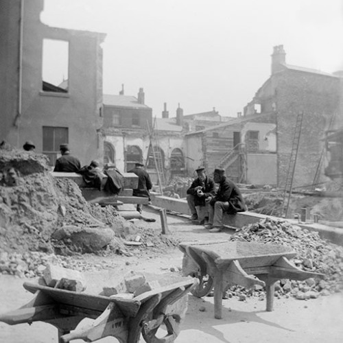 Workmen on a building site