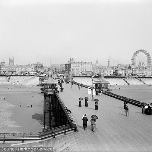 View of Blackpool seafront from North Pier