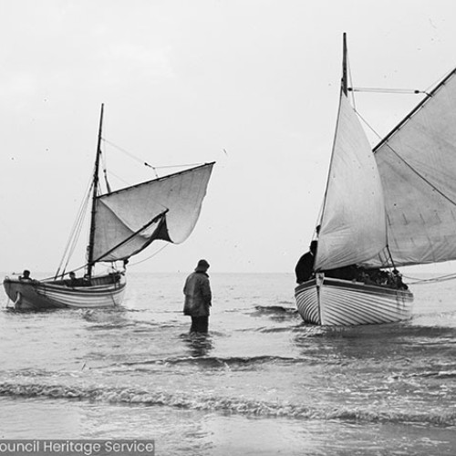 Two sailing boats on the sea