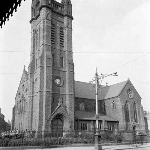 A church building viewed from the street