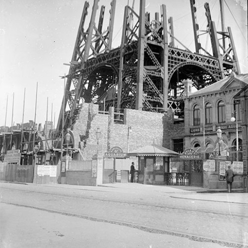 Foundation and base of Blackpool Tower under construction