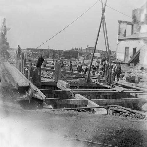 Men working on a building site