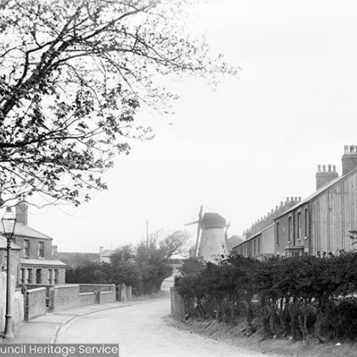 Street scene with windmill