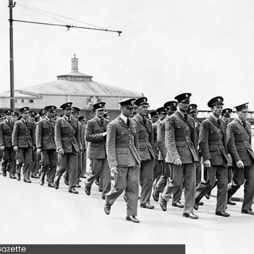 Polish Air Force marching in formation on the Promenade.