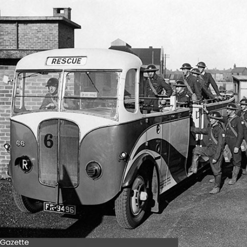 Group boarding an open top Rescue vehicle.