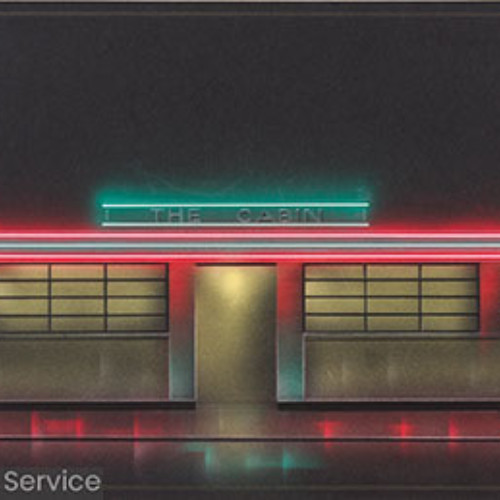 Illustration of a building with brightly coloured neon lights