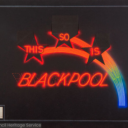 Illustration of an illuminated advert for Blackpool