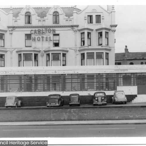 Exterior of the Carlton Hotel.