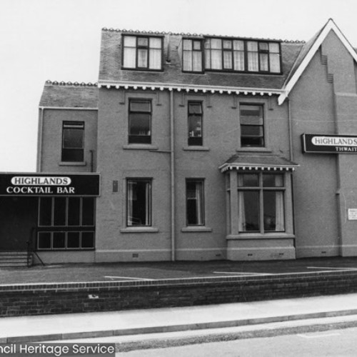 Exterior of the Highlands Hotel and the Highlands Cocktail Bar.