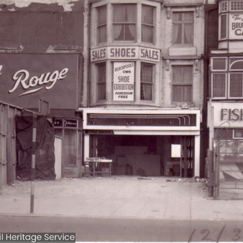 Le Moulin Rouge, Sales Shoes Sales Blackpool's Own Shoe Exhibition Admission Free and The Old Original Brunswick Cafe.