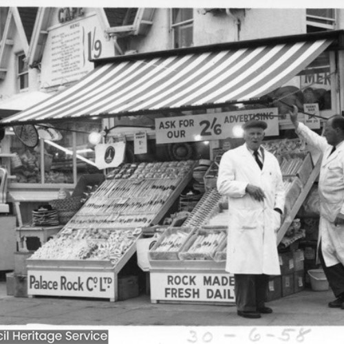 Rock stall Palace Rock Co. Ltd. with the two stallholders stood next to it.