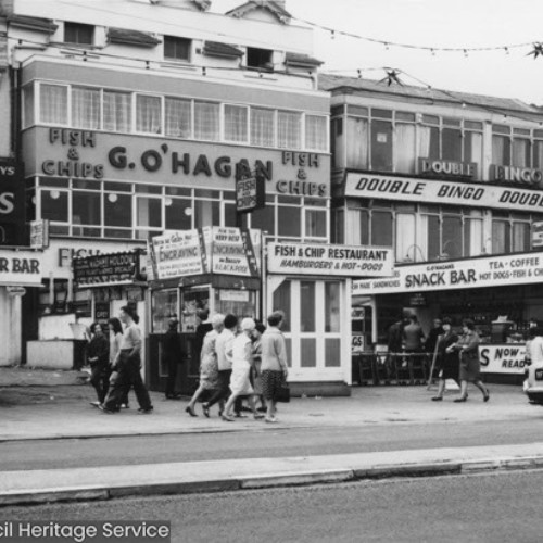 Multiple stalls and shops including Oyster Bar, G.O'Hagan Fish and Chips, Snack Bar, Double Bingo.