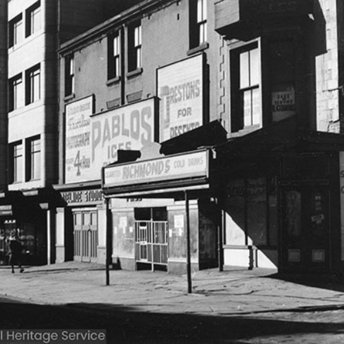 Shop fronts of the Post Office, Adelaide Studios, Pablos Ices, Prestons for Presents and Richmonds.