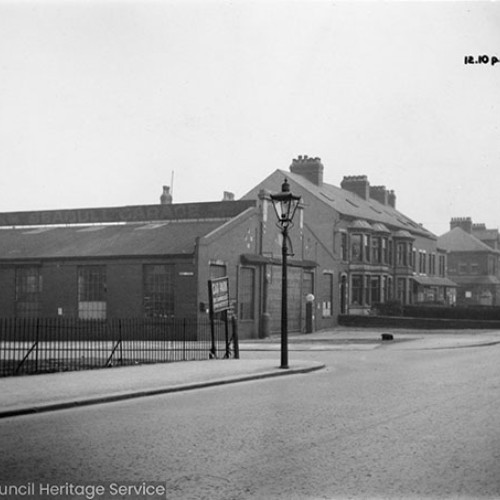 Street corner and the exterior of the Seagull Garage.