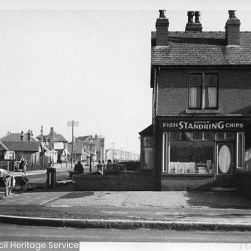 Street corner, which has Arthur Standring Fish and Chips shop.