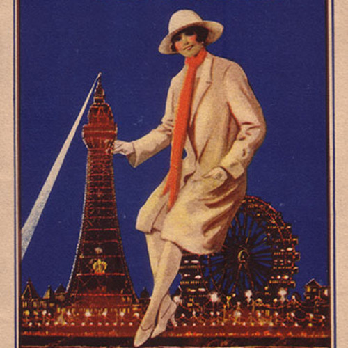 Guide book cover illustrated with a woman in front of Blackpool seafront at night. Text reads 'Superb Illuminations September 25th to October 23rd.'