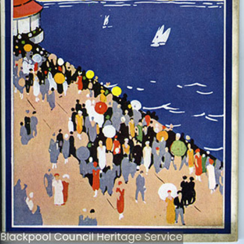 Guide book with illustration of people promenading on North Pier, Blackpool. Text reads 'Britain's Playground.'