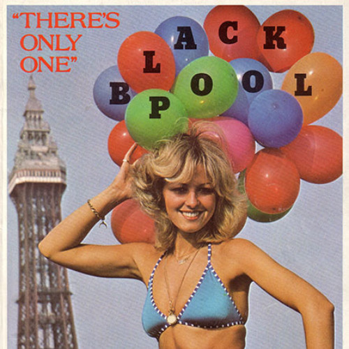 Guide book with photograph of woman in a bikini and balloons in front of Blackpool Tower. Text reads 'There's only one Blackpool.'