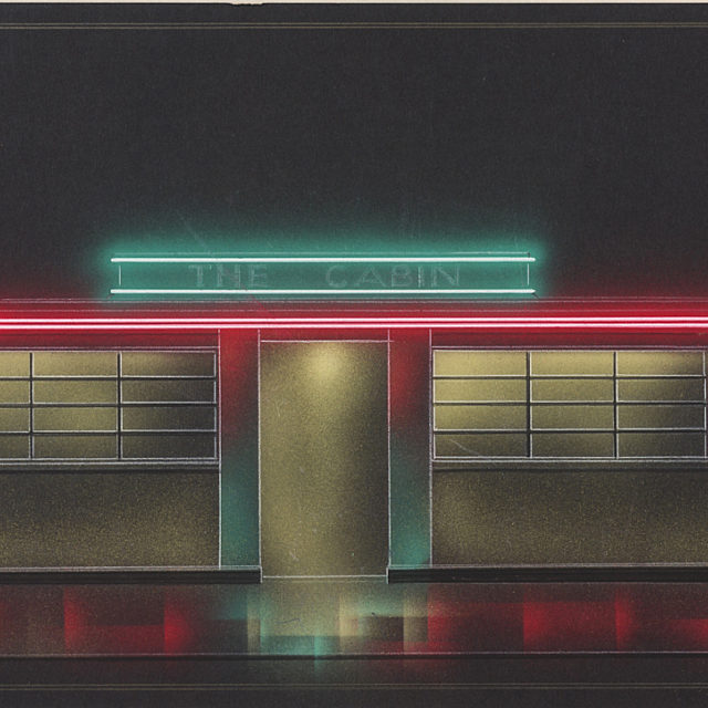 Concept design on black paper for a neon installations on tourist information building