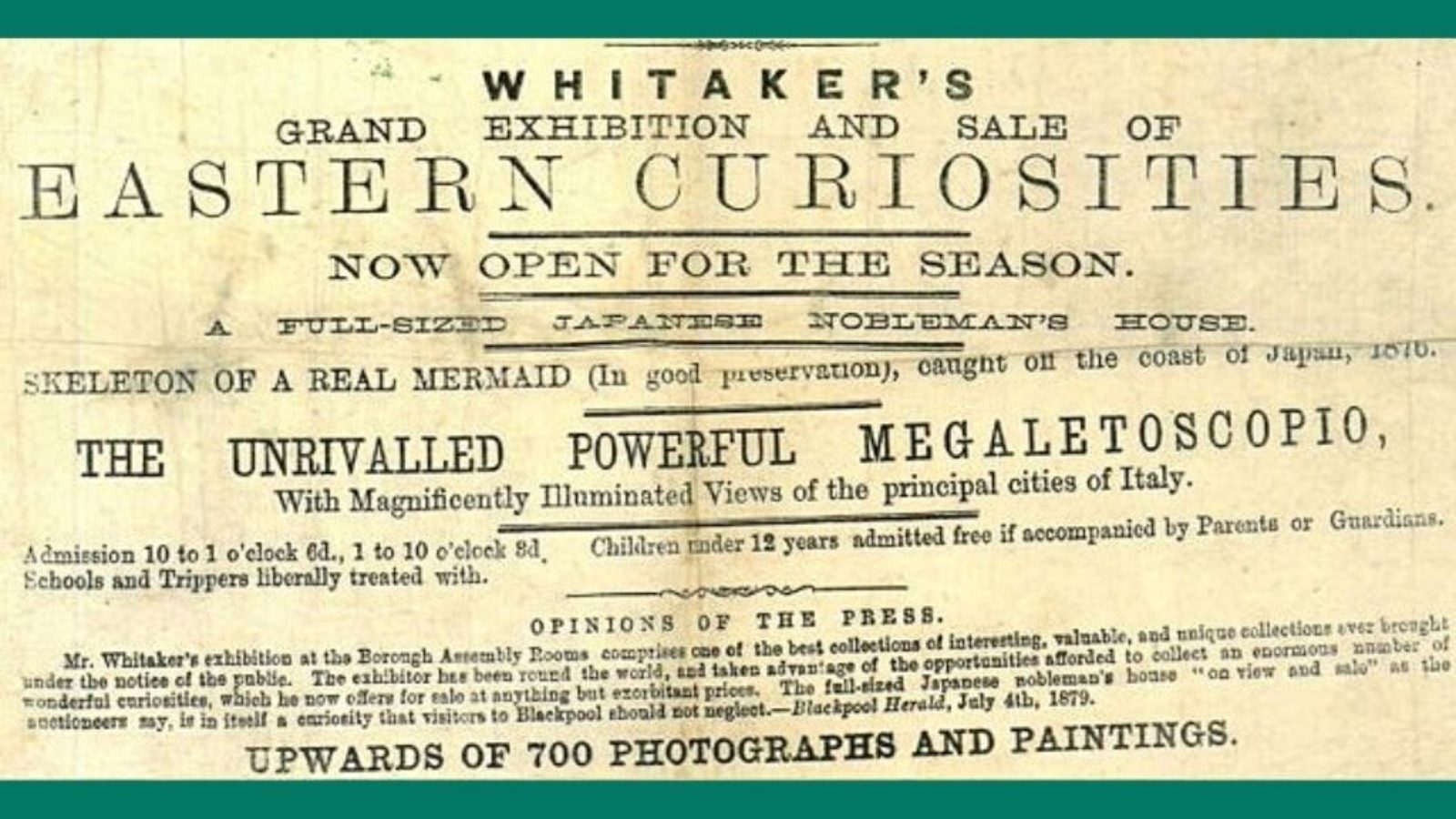 A close up of text from an advertisement.