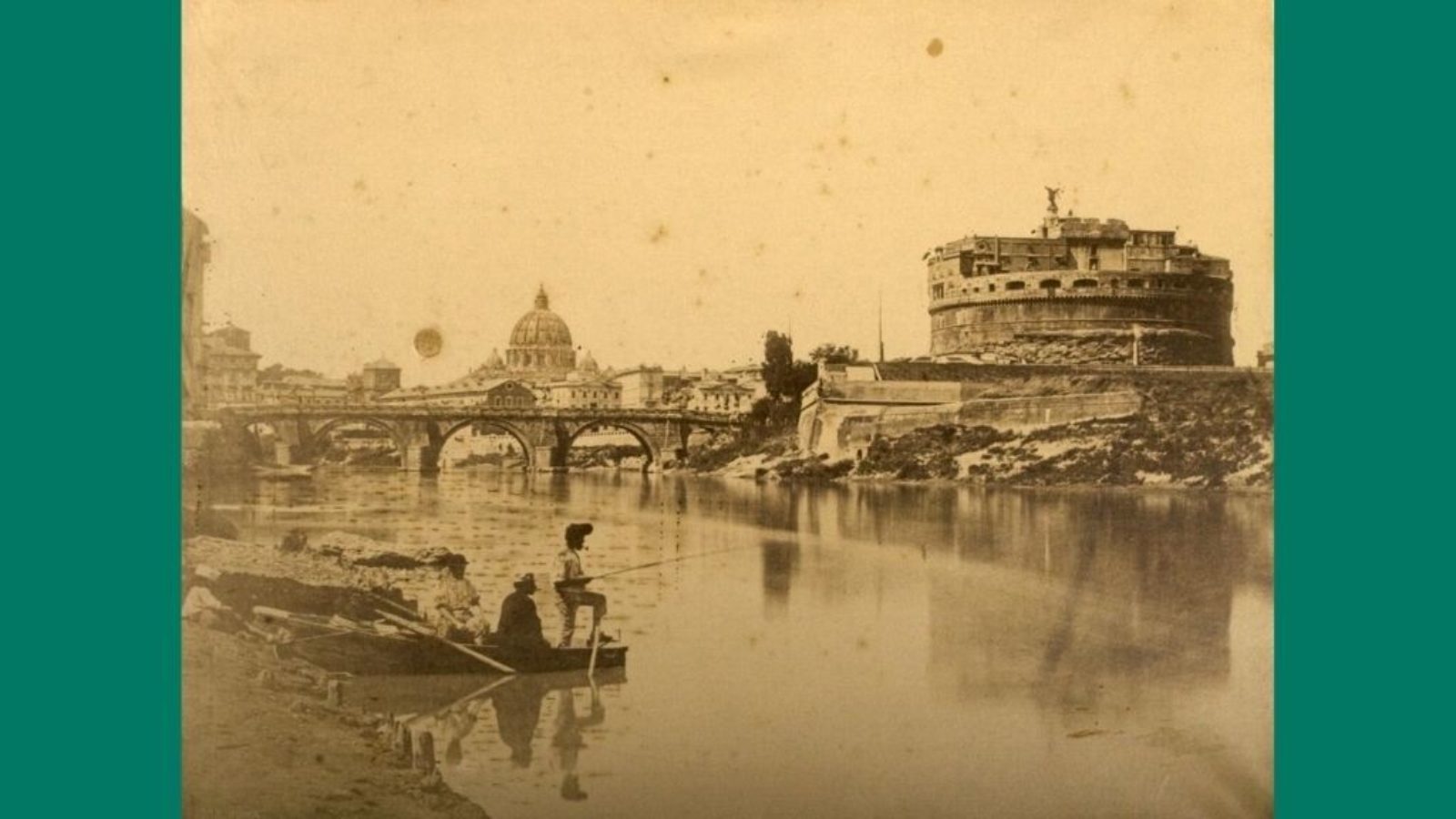 An image of river with Roman buildings and the Vatican in the background.