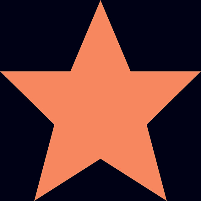 Showtown branding block, orange star on a black background.