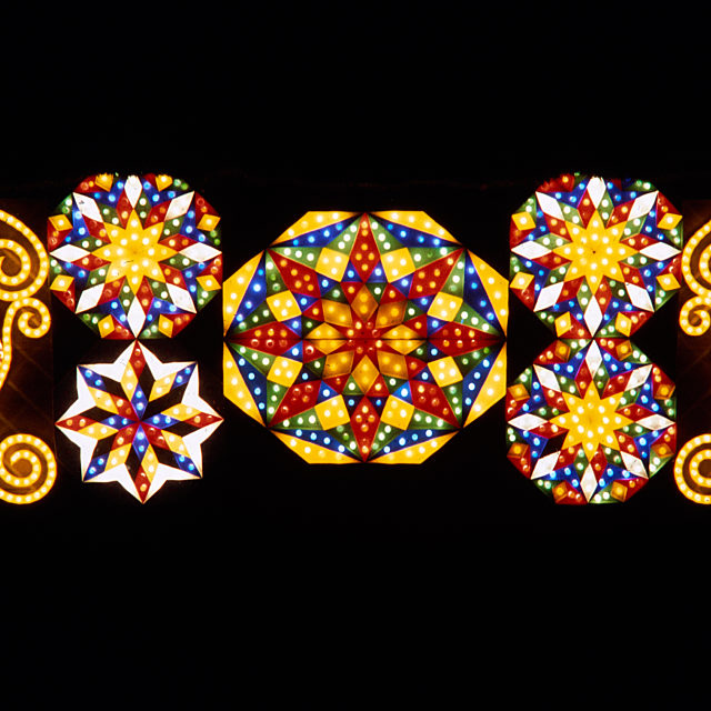 Image of a bright illumination, featuring Kaleidoscope like patterns